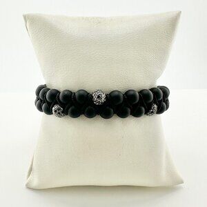 David Yurman Spiritual Beads Two-Row Woven Bracelet w/ Black Onyx & Diamonds